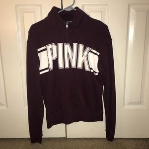 PINK victoria secret maroon half zip sweatshirt
